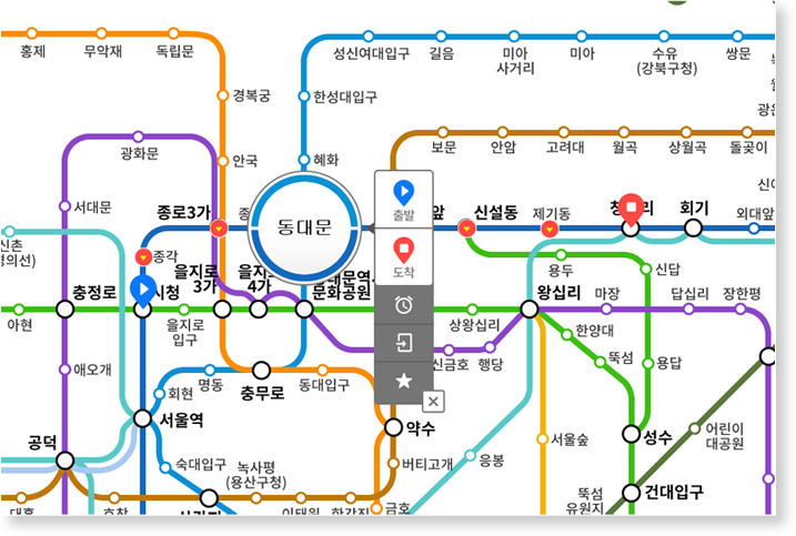 모바일서울앱 서비스용 지하철노선도 웹기능개발 상세이미지